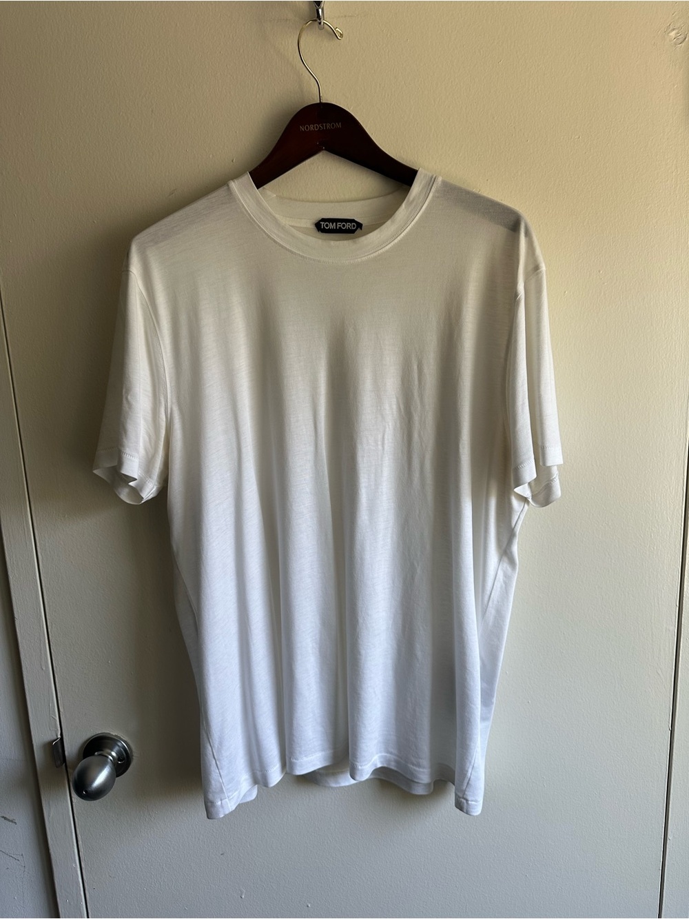 Tom Ford White Embroidered Crew Neck T-Shirt EU52